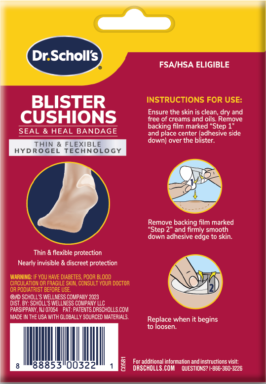 Blister Cushions Seal & Heal Bandage with Hydrogel Technology